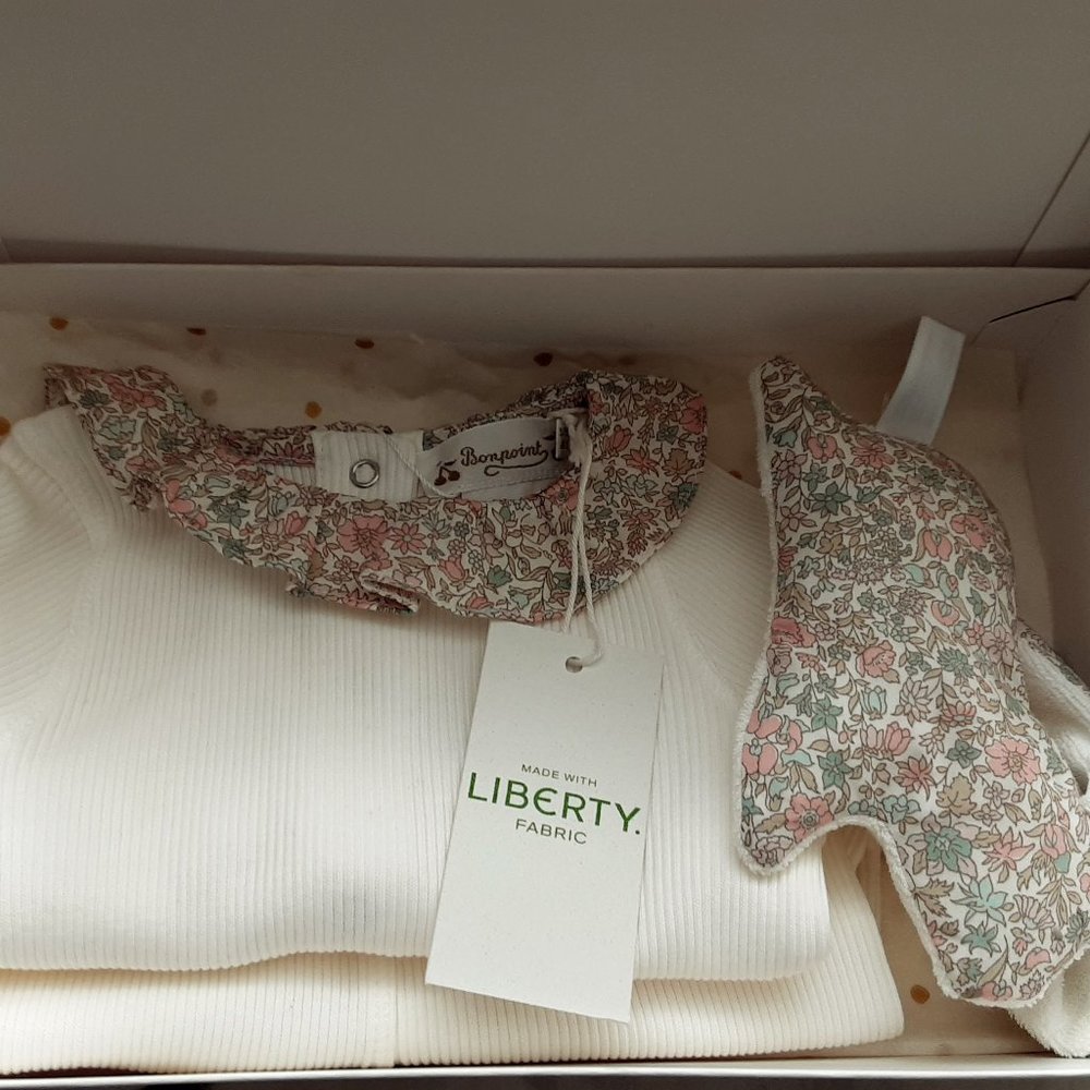 Beautiful Bonpoint newborn gift set for baby girl.